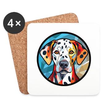 Dalmatiner Hund Rasse Aquarell Glas Illustration - Untersetzer (4er-Set) - Weiß - Vorne
