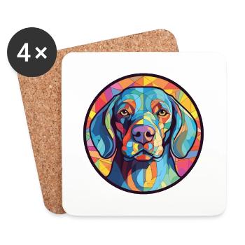 Dog Breed Colorful Watercolor Illustration - Coasters (set of 4) - white - Front