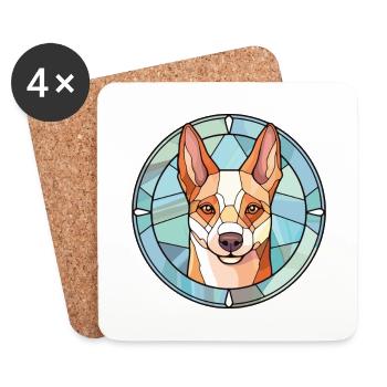 Carolina Dog Breed aquarelle Illustration sur verre - Dessous de verre (lot de 4) - blanc - Devant