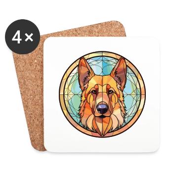 Garafia Shepherd Dog Breed Watercolor Illustration - Coasters (set of 4) - white - Front