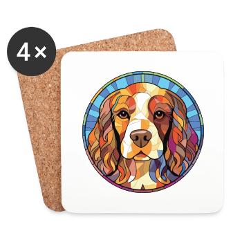 French Spaniel Dog Breed Watercolor Illustration - Coasters (set of 4) - white - Front