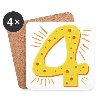 NUMÉRO 4 ANS - FROMAGE QUATRE ANS - Dessous de verre (lot de 4) - blanc - Devant