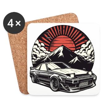 JDM car Japanese Retro Car Racing Drifting Legend - Coasters (set of 4) - white - Front