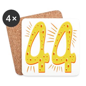 Numéro 44 ans - Fromage d’anniversaire quarante-quatre - Dessous de verre (lot de 4) - blanc - Devant