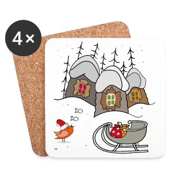 Heure d’hiver Temps de Noël Ho Ho - Dessous de verre (lot de 4) - blanc - Devant
