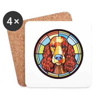 Irischer Wasserspaniel Hunderasse buntes Aquarell - Untersetzer (4er-Set) - Weiß - Vorne