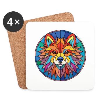 Indischer Spitz Hunderasse Aquarell Illustration - Untersetzer (4er-Set) - Weiß - Vorne