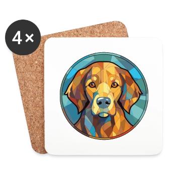 Hovawart chien race aquarelle verre Illustration - Dessous de verre (lot de 4) - blanc - Devant