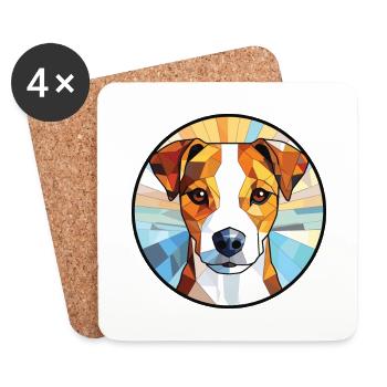 Parson Russell Terrier chien race aquarelle verre - Dessous de verre (lot de 4) - blanc - Devant
