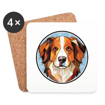 Chien de berger gallois chien race aquarelle Illustration - Dessous de verre (lot de 4) - blanc - Devant