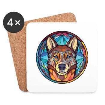 Tamaskan Dog Breed Watercolor Glass Illustration - Coasters (set of 4) - white - Front