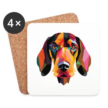 Hygenhund chien courant norvégien race aquarelle - Dessous de verre (lot de 4) - blanc - Devant