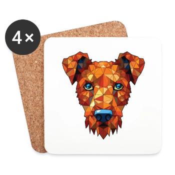 Irish Red Terrier chien race aquarelle colorée - Dessous de verre (lot de 4) - blanc - Devant
