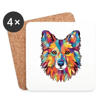 Indischer Spitz Hunderasse Aquarell Illustration - Untersetzer (4er-Set) - Weiß - Vorne