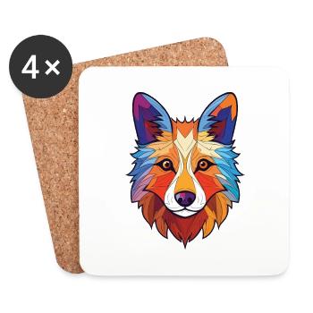 Icelandic Sheepdog Dog Breed Colorful Watercolor - Coasters (set of 4) - white - Front