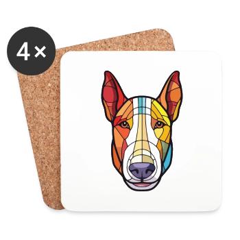 Bull Terrier chien race aquarelle Illustration - Dessous de verre (lot de 4) - blanc - Devant