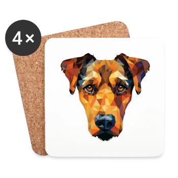 Jagdterrier Dog Breed Watercolor Illustration - Coasters (set of 4) - white - Front