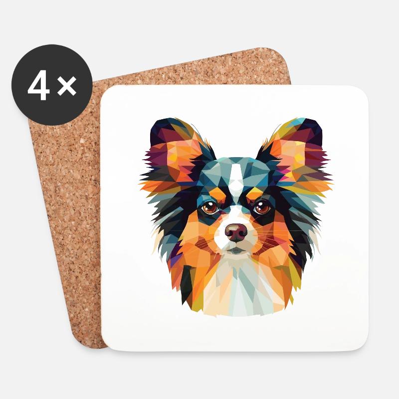 Papillon Continental Spielzeug Spaniel Hund Aquarell - Untersetzer (4er-Set) - Weiß