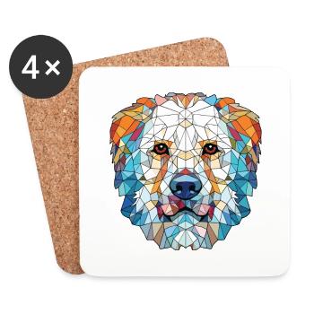Maremme chien de berger chien race aquarelle Illustration - Dessous de verre (lot de 4) - blanc - Devant