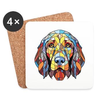 Chien de garde portugais chien race aquarelle colorée - Dessous de verre (lot de 4) - blanc - Devant
