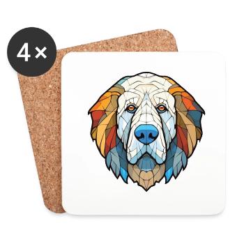 Mastiff des Pyrénées race chien aquarelle Illustration - Dessous de verre (lot de 4) - blanc - Devant