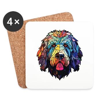 Portuguese Sheepdog Dog Breed Colorful Watercolor - Coasters (set of 4) - white - Front