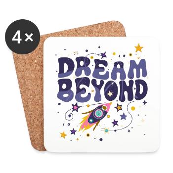 Dream Beyond Rakete und Sterne - Untersetzer (4er-Set) - Weiß - Vorne