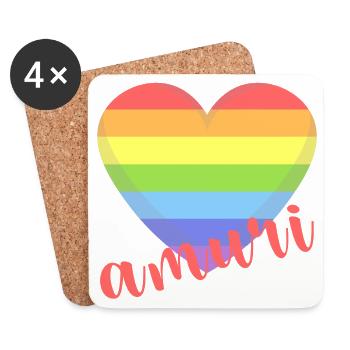 t-shirt amuri gay lgbt coeur amour amour Liebe amor - Dessous de verre (lot de 4) - blanc - Devant