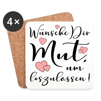 LEICHTIGKEIT - MUT UM LOSZULASSEN SPRÜCHE - Untersetzer (4er-Set) - Weiß - Vorne