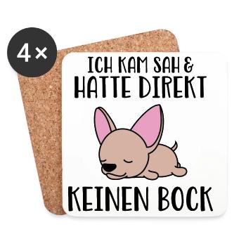 Lustige Sprüche mit Chihuahua - Untersetzer (4er-Set) - Weiß - Vorne