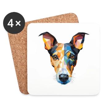 Glatte Foxterrier-Hunderasse buntes Aquarell - Untersetzer (4er-Set) - Weiß - Vorne
