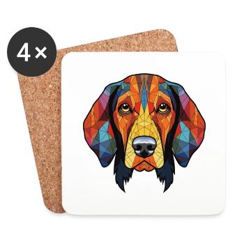 Serbischer dreifarbiger Jagdhund Hunderasse Aquarell - Untersetzer (4er-Set) - Weiß - Vorne