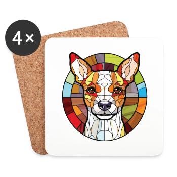 Teddy Roosevelt Terrier chien race aquarelle verre - Dessous de verre (lot de 4) - blanc - Devant
