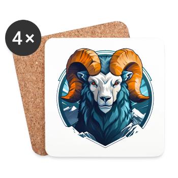 Mascottes Bélier - Dessous de verre (lot de 4) - blanc - Devant