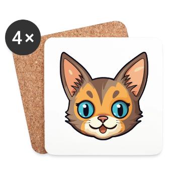 Somali Kurzhaar Katze Karikatur Aquarell Clipart - Untersetzer (4er-Set) - Weiß - Vorne