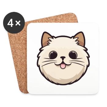 Birmakatze Karikatur Aquarell Illustration - Untersetzer (4er-Set) - Weiß - Vorne