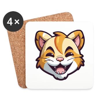 Tiger Cat Bunte Karikatur Aquarell Illustration - Untersetzer (4er-Set) - Weiß - Vorne