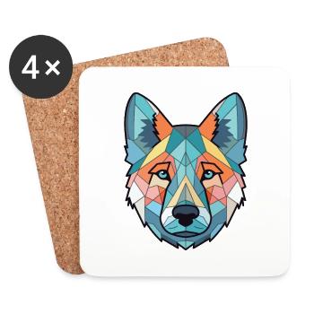 Norwegian Elkhound Dog Breed Colorful Watercolor - Coasters (set of 4) - white - Front