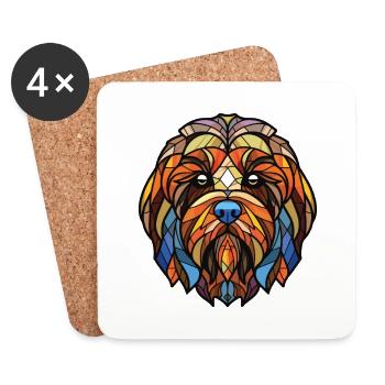 Lowchen Little Lion Dog Breed Colorful Watercolor - Coasters (set of 4) - white - Front