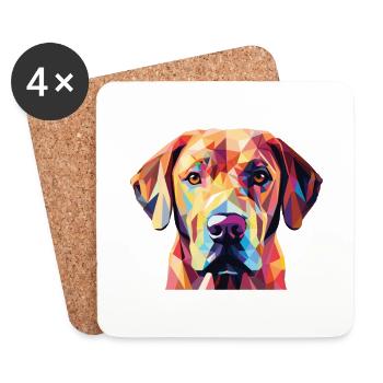 Labrador Retriever Dog Breed Colorful Watercolor - Coasters (set of 4) - white - Front
