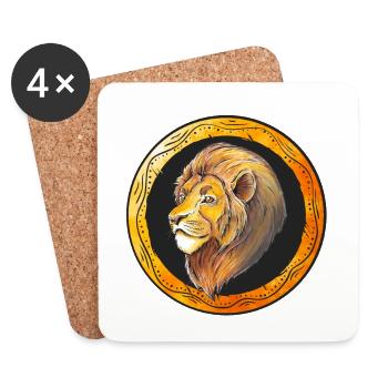 Lion Portrait - Dessous de verre (lot de 4) - blanc - Devant