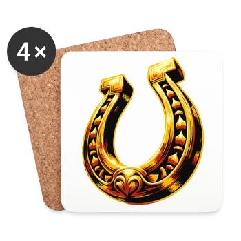 Fer à cheval | Fer à cheval porte-bonheur - Dessous de verre (lot de 4) - blanc - Devant