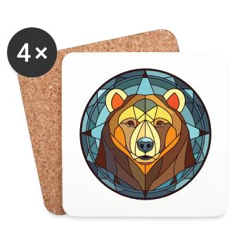 Bear Colorful Watercolor Animal Pet Illustration - Coasters (set of 4) - white - Front
