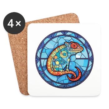 Chameleon Colorful Watercolor Animal Illustration - Coasters (set of 4) - white - Front