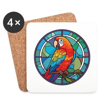 Parrot Colorful Watercolor Animal Pet Illustration - Coasters (set of 4) - white - Front
