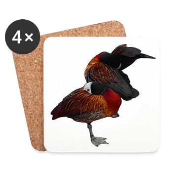 putzende Gänse, Wasservögel - Untersetzer (4er-Set) - Weiß - Vorne