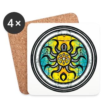 Abstract Octopus with Mandala Pattern - Coasters (set of 4) - white - Front