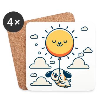 The balloon, the sun and a happy dog - Coasters (set of 4) - white - Front