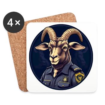 Steinbock Polizist - Untersetzer (4er-Set) - Weiß - Vorne