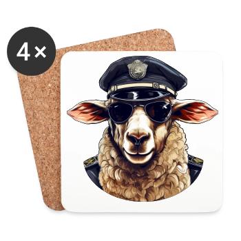 Schaf Polizistin - Untersetzer (4er-Set) - Weiß - Vorne